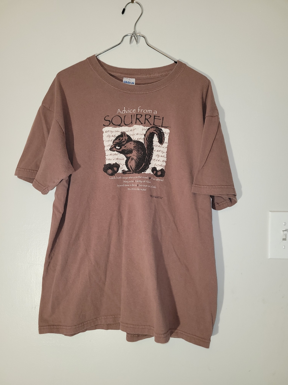 Gildan Women’s Brown 'Advice from a Squirrel' Graphic T‑Shirt